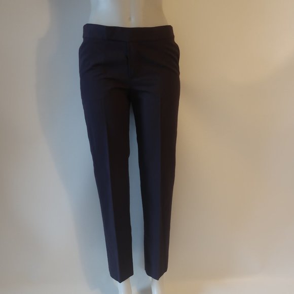 Womens Chloe Blue Cotton Linen Blend Flat Front Pants 38 US/M * - Picture 2 of 10